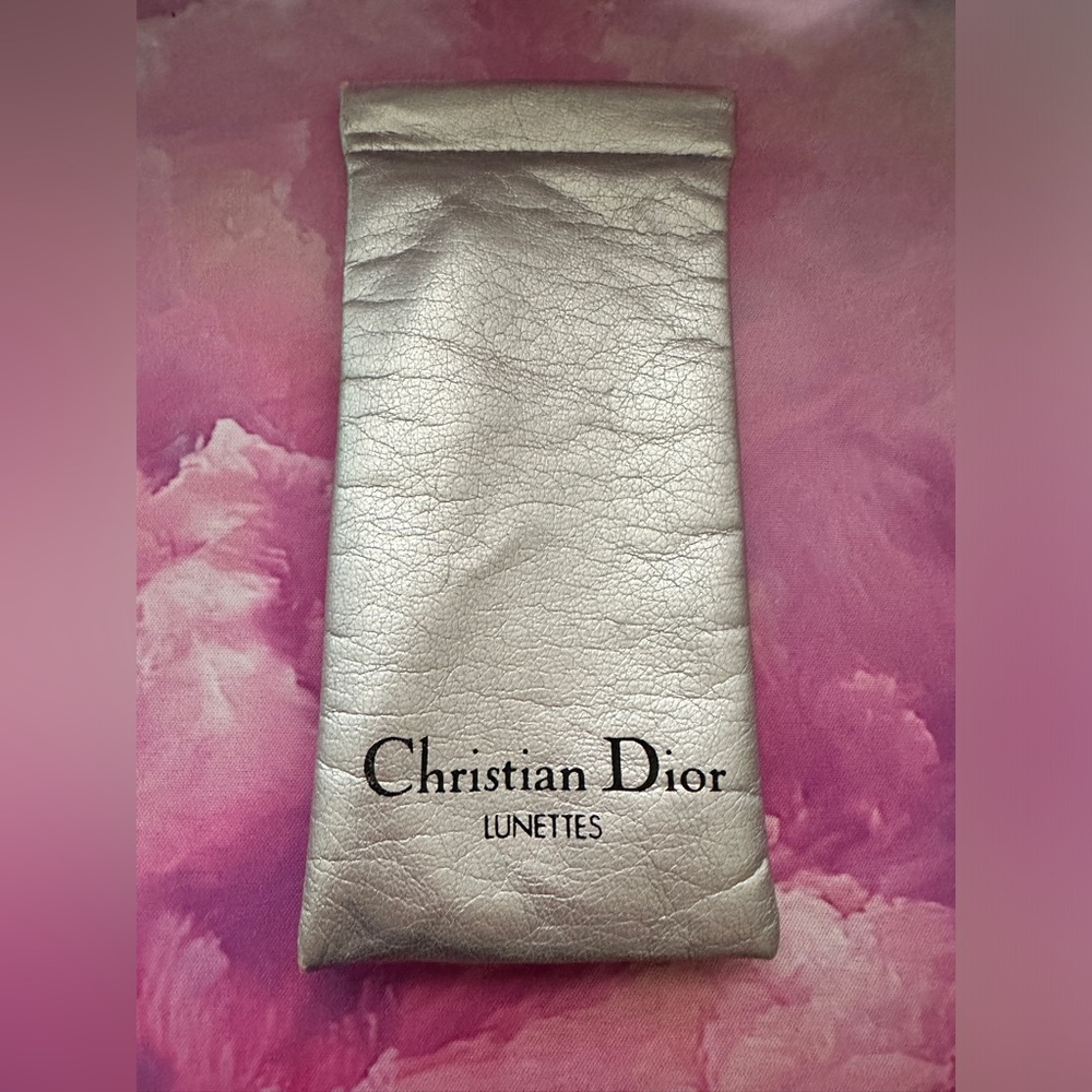 Vintage Christian Dior Leather Sunglasses Case/Pouch (GUC; Silver)